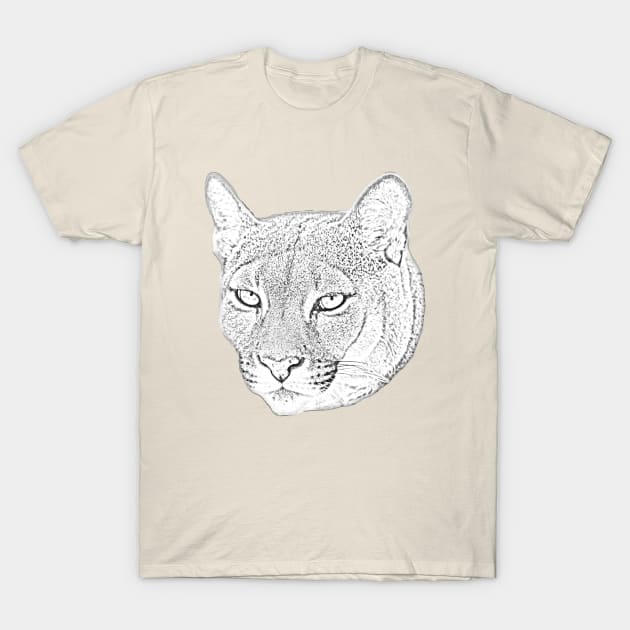 Mountain lion face converted to a drawing T-Shirt by dalyndigaital2@gmail.com